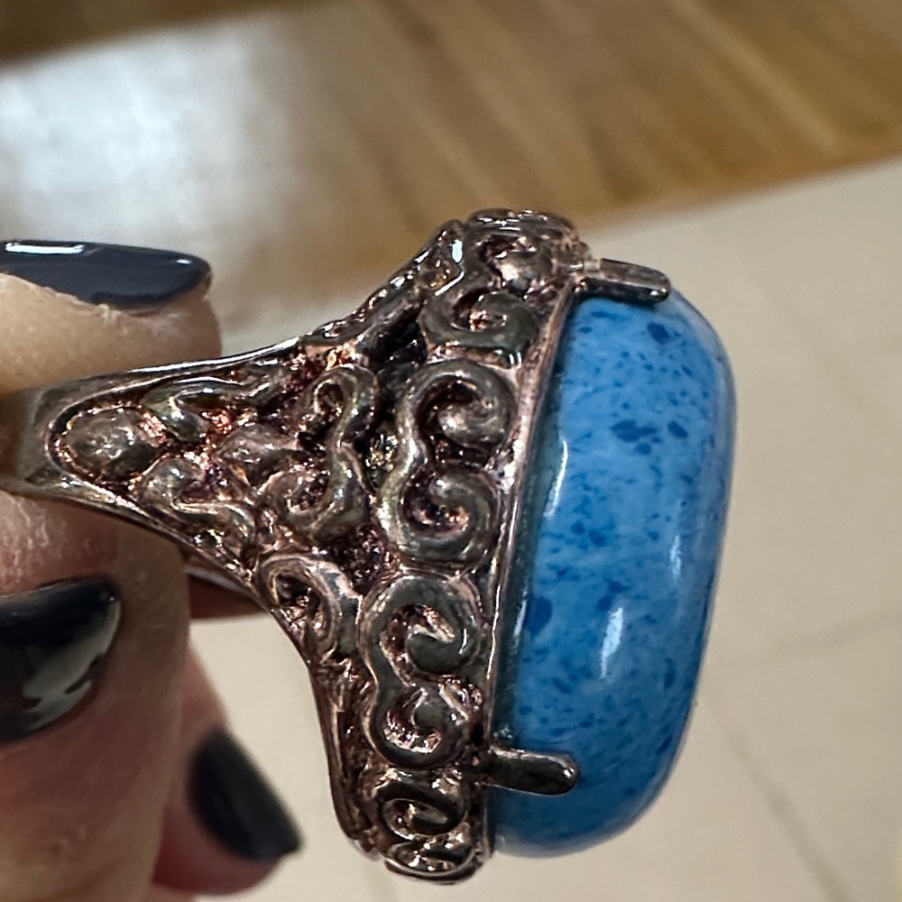 Source Unknown Speckled Blue Statement Ring - image 4